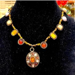 Vintage Cabochons Stone Bronze-tone Costume